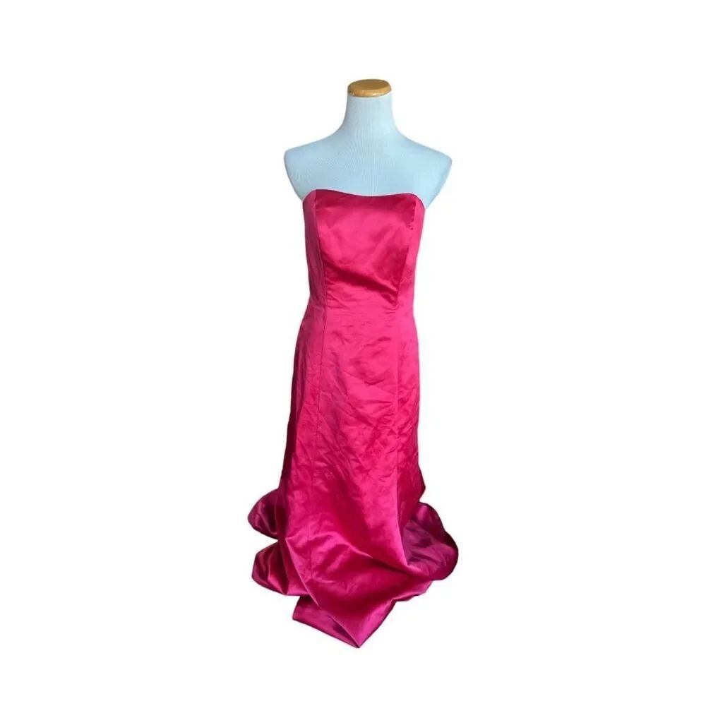 Womens Alfred Angelo Red Strapless Bridesmaid Dress Evening Gown 7055 Sz 8 2012
